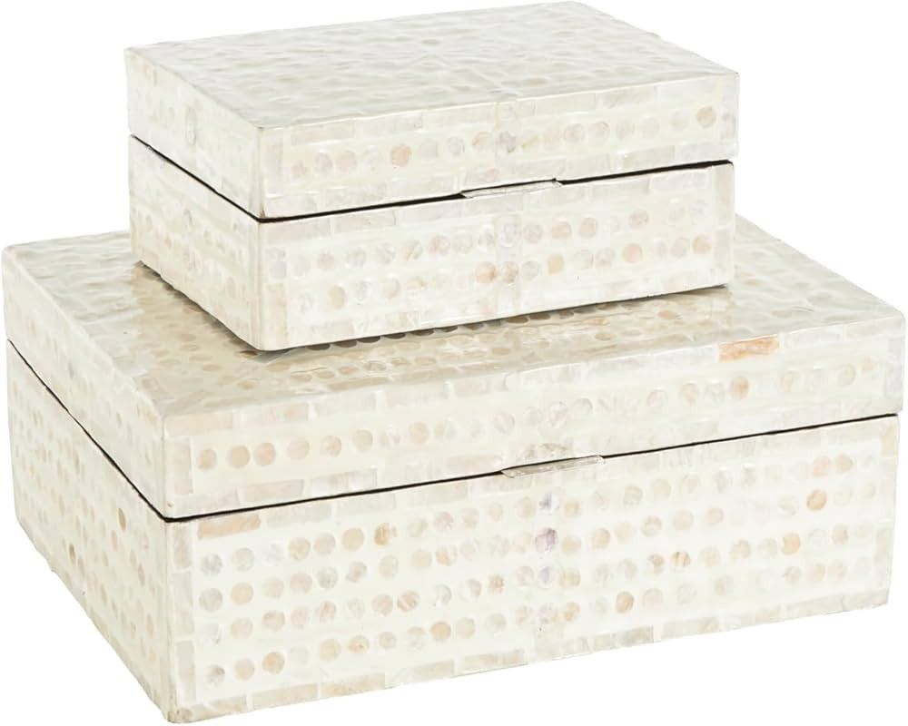 Deco 79 Mother of Pearl Shell Geometric Handmade Decorative Box Mosaic Dot Storage Decorative Kee... | Amazon (US)