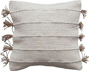 Creative Co-Op Boho Woven Jute and Cotton Throw Embroidery and Tassels, Natural Pillow Cover 18" ... | Amazon (US)