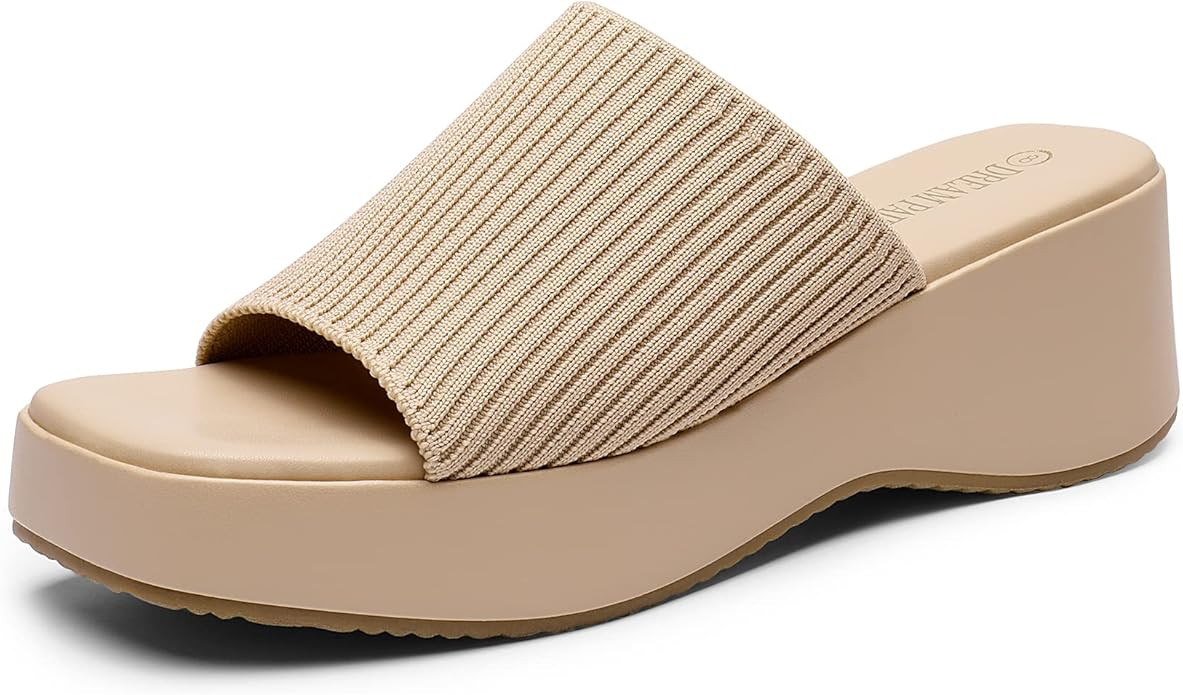 DREAM PAIRS Womens Slip on Wedges Platform Soft Cute Walking Comfort Flatform Sandals | Amazon (US)