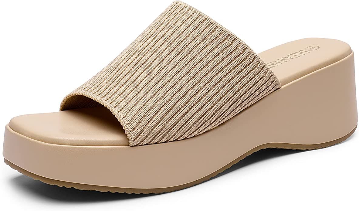 DREAM PAIRS Womens Slip on Wedges Platform Soft Cute Walking Comfort Flatform Sandals | Amazon (US)