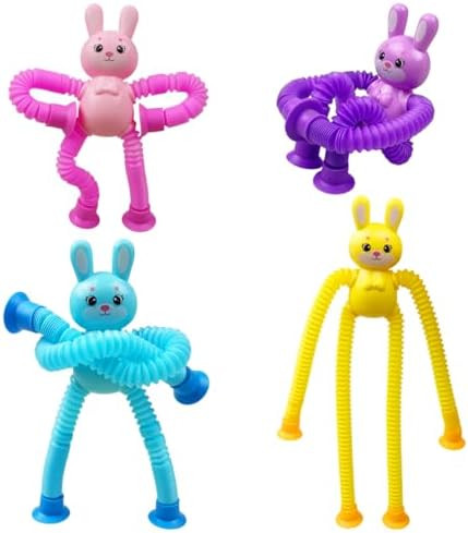 Anditoy 4 Pack Easter Bunny Suction Cup Pop Tubes Toys Sensory Toys for Kids Boys Girls Toddlers ... | Amazon (US)