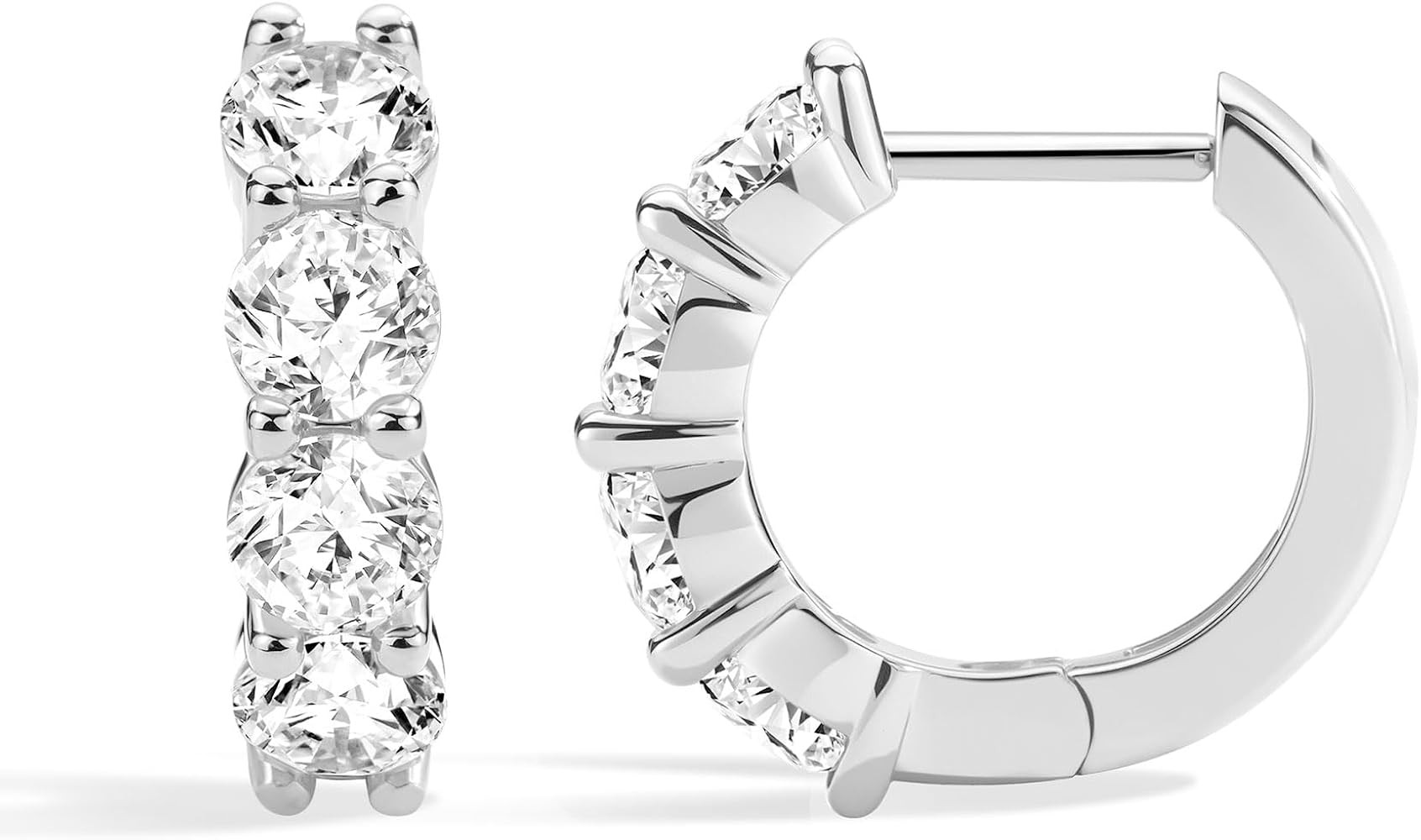 ASHINE 14K Gold Plated 925 Sterling Silver Post Pave Cubic Zirconia Hoop Cuff Huggie Earrings Jew... | Amazon (US)