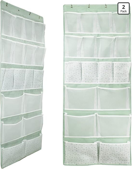 2 Pack-18 Pocekts Over the Door Shoes Organizer,Behind Door Hanging Storage Pocekt for Sock,Under... | Amazon (US)