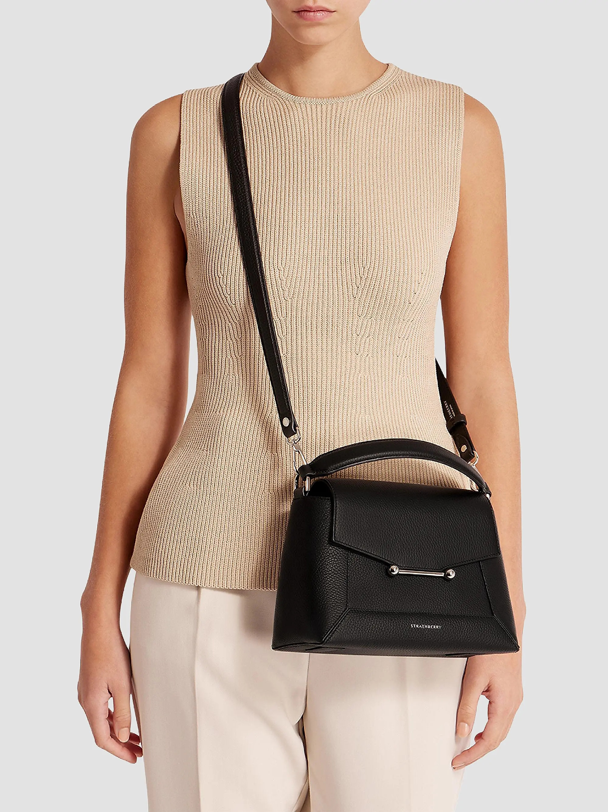 Strathberry Mosaic Grain Leather Top Handle Bag | Saks Fifth Avenue | Saks Fifth Avenue