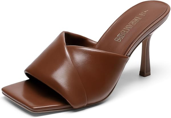 DREAM PAIRS Women\u2019s High Stilettos Heels Mules Open Square Toe Slip On Comfort Sexy Dress Pu... | Amazon (US)