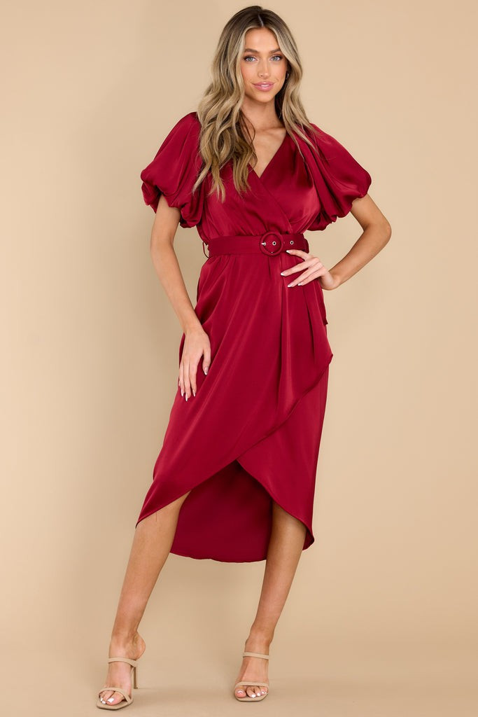 Enchanting Goddess Ruby Midi Dress | Red Dress 