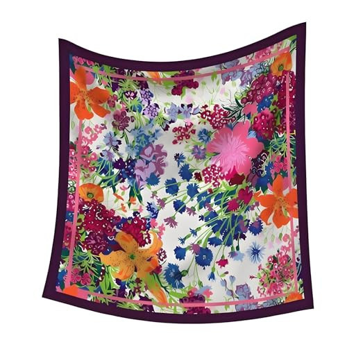 SSylphSScarf 35" Square Satin Hair Scarf for Women, Floral Garden Print | Amazon (US)