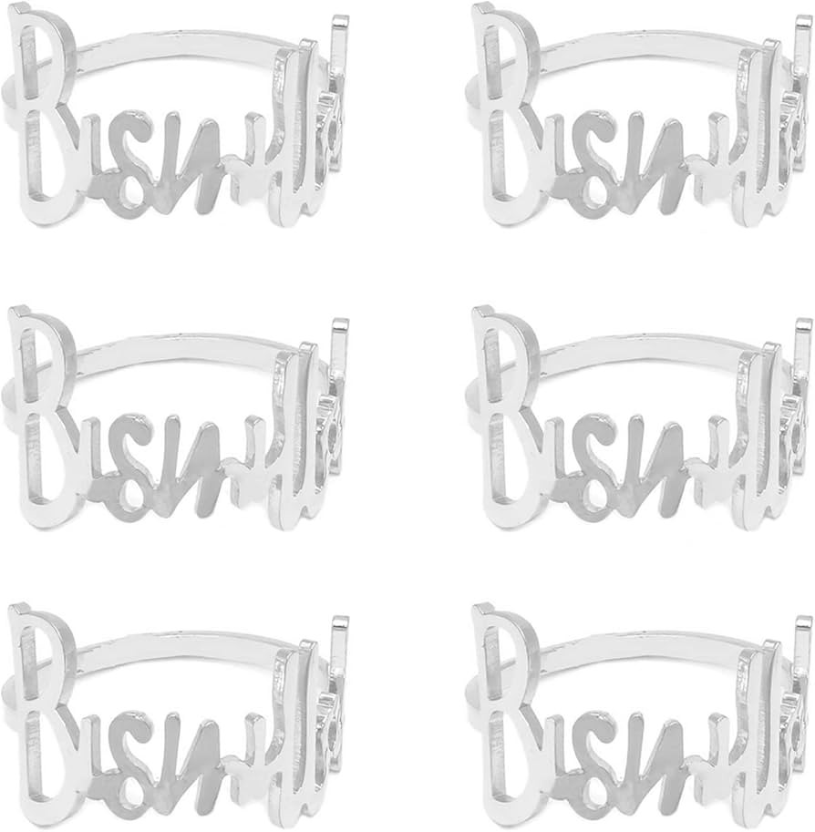 Napkin Rings- 6 Pcs Bismillah Letter Metal Napkin Ring Set Alphabet Napkin Buckles Holder Table D... | Amazon (US)