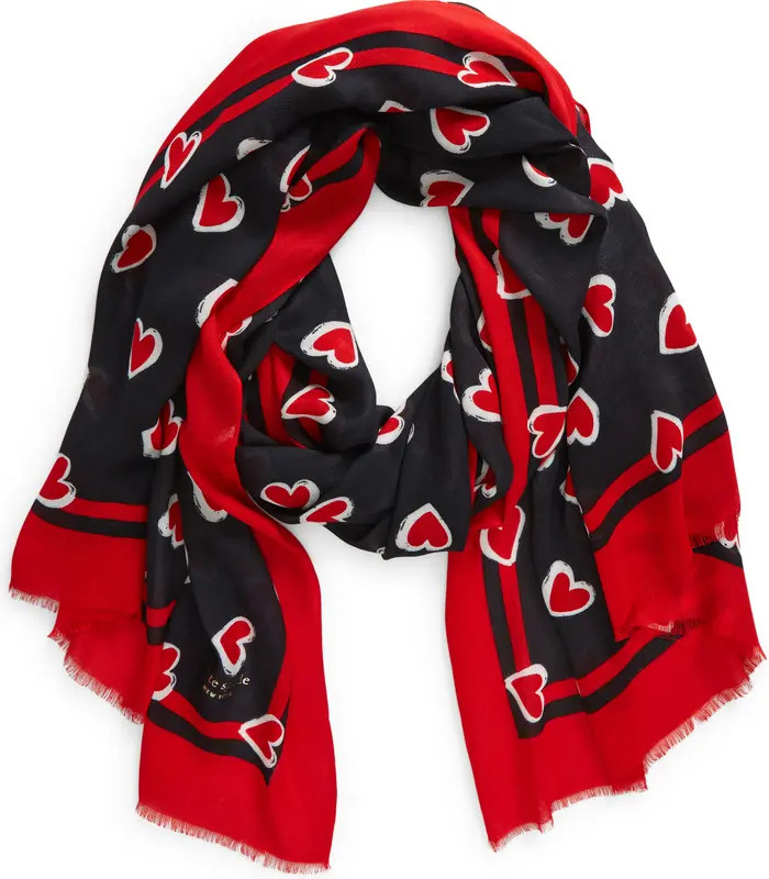 kate spade new york brushstroke hearts oblong scarf | Nordstrom | Nordstrom