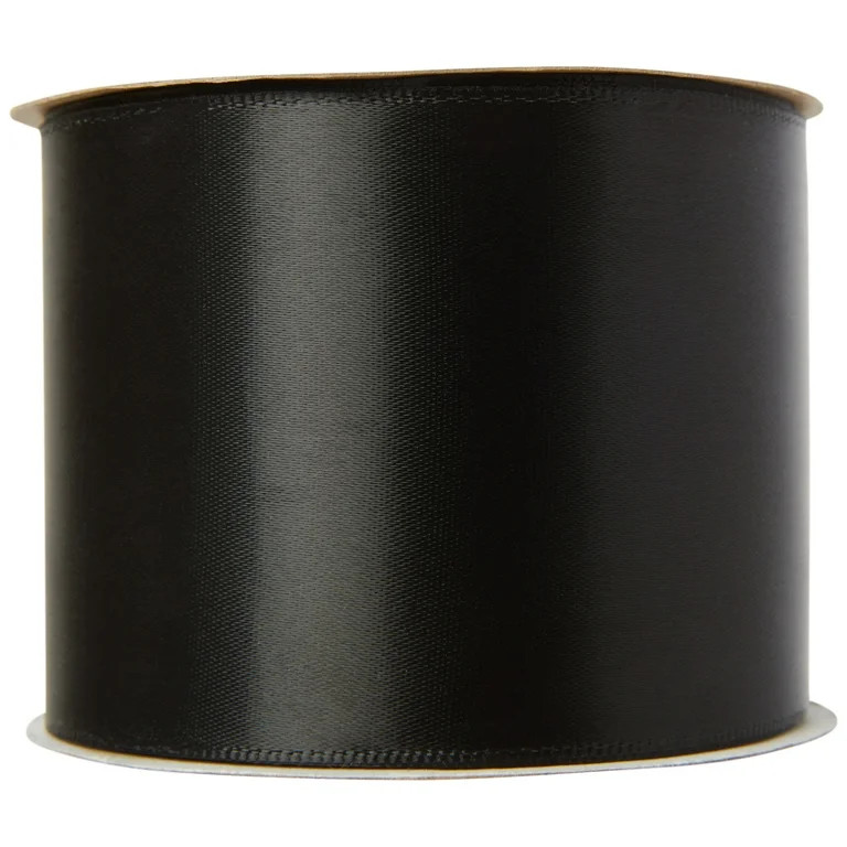 Offray Ribbon, Black 2 1/4 inch Single Face Satin Polyester Ribbon, 9 feet | Walmart (US)