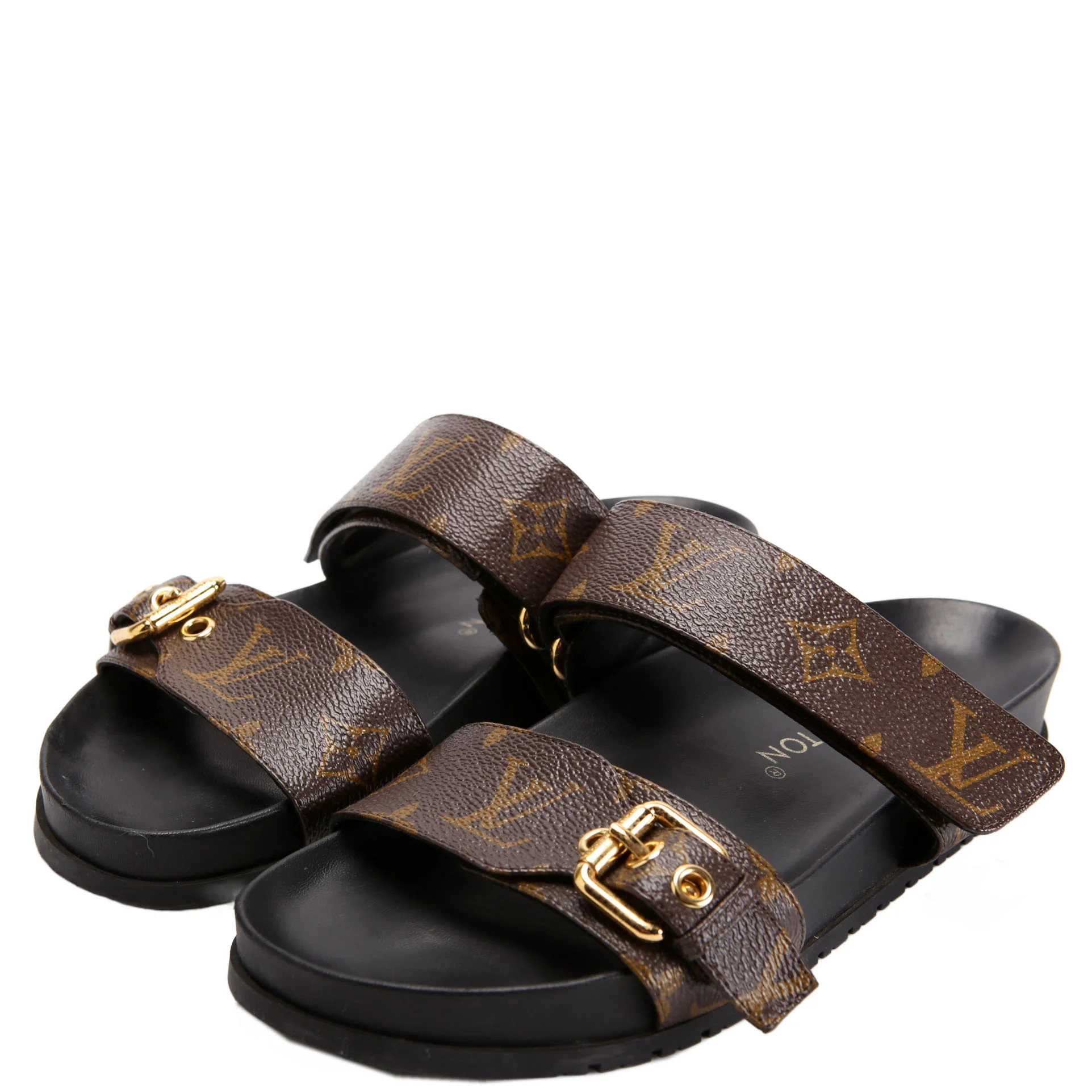 Bom Dia Flat Mules Monogram | Keeks Designer Handbags