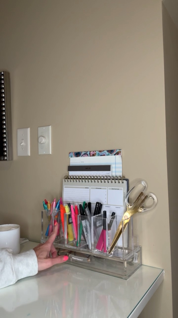 desk organizers from the container store! I put 3 of the pencil organizers side by side on top of the drawer!


#LTKHome #LTKVideo #LTKBacktoSchool