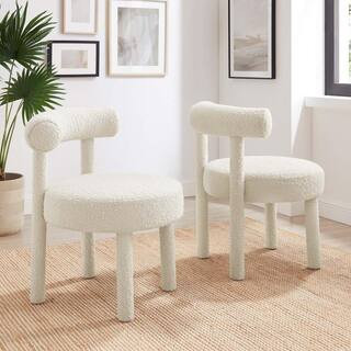 Toulouse Boucle Fabric Dining Chair - Set of 2 in Ivory | The Home Depot