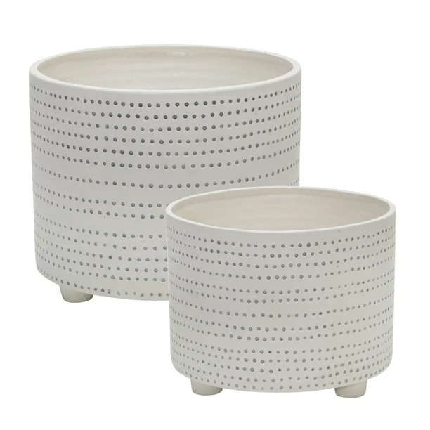 Sagebrook Home Set Of 2 Ceramic Footed Planter With Dots 15064-09 | Walmart (US)