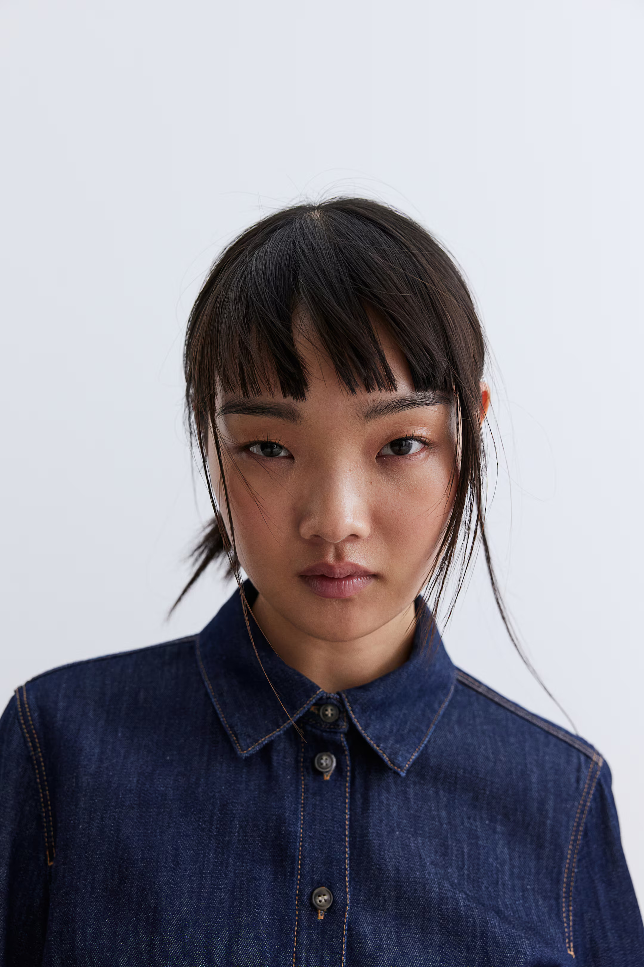 Short Denim Shirt - Dark denim blue - Ladies | H&M US | H&M (US + CA)