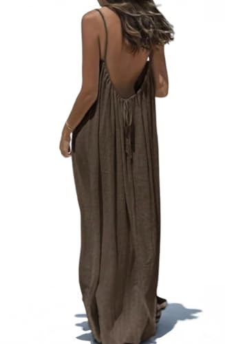 Womens Summer Casual Sleeveless Backless Cami Sundress 2026 Vacation House Dress | Amazon (US)