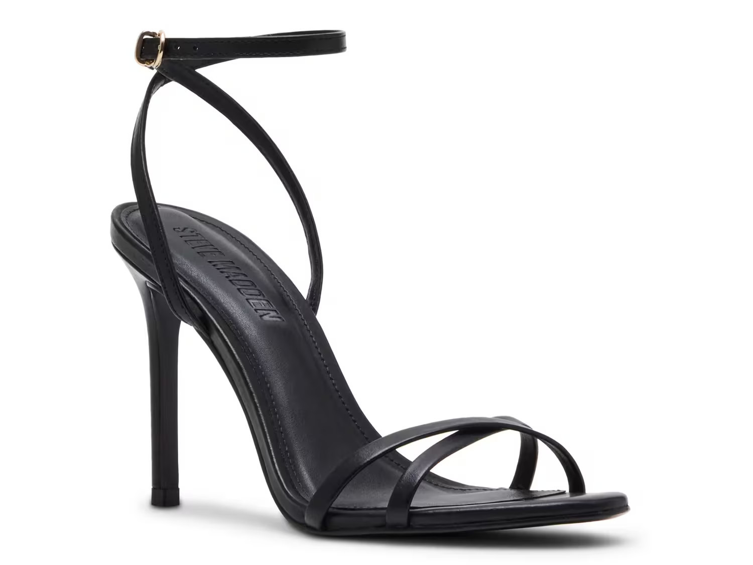 Steve Madden Jypsey Sandal | Women's | Black Leather | Size 9.5 | Heels | Sandals | Ankle Strap | Stiletto | DSW