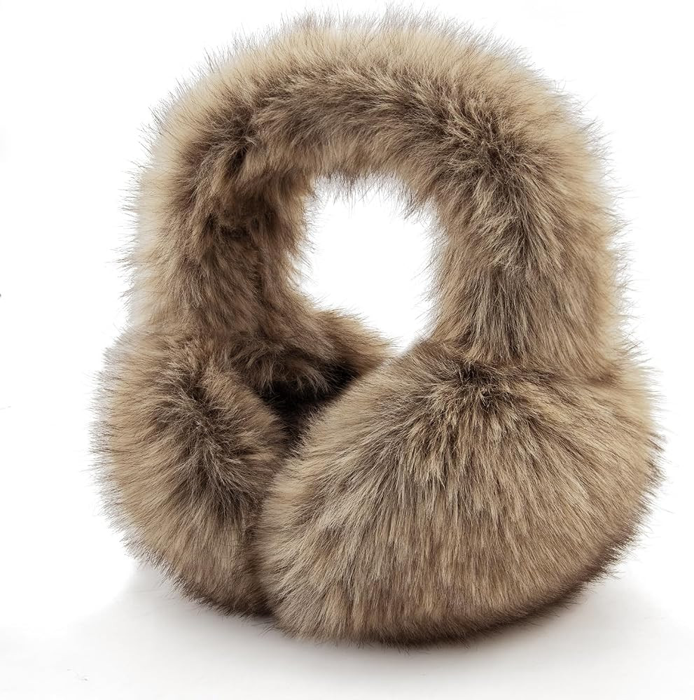 Winter Women Earmuffs Foldable Furry Ear Muffs Warm Fuzzy Ear Warmers Plush Faux Fur Ear Covers f... | Amazon (US)