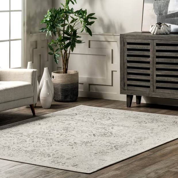 Ivory Floral Ornament Area Rug | Rugs USA