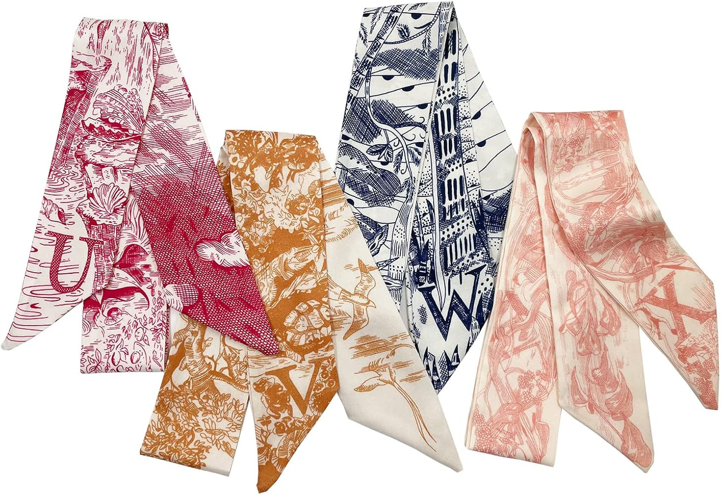 4pcs Purse Scarf For Handbags Silk Head Scarf For Hair Fashion Skinny Scarf For Women Long Necker... | Amazon (US)