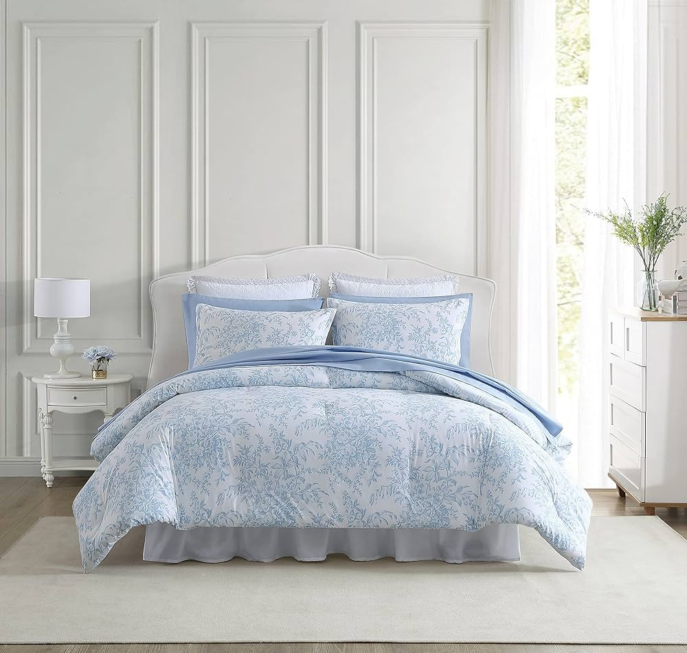 Laura Ashley- King Comforter Set, Cotton Reversible Bedding Set with Matching Sham(s), Farmhouse ... | Amazon (US)