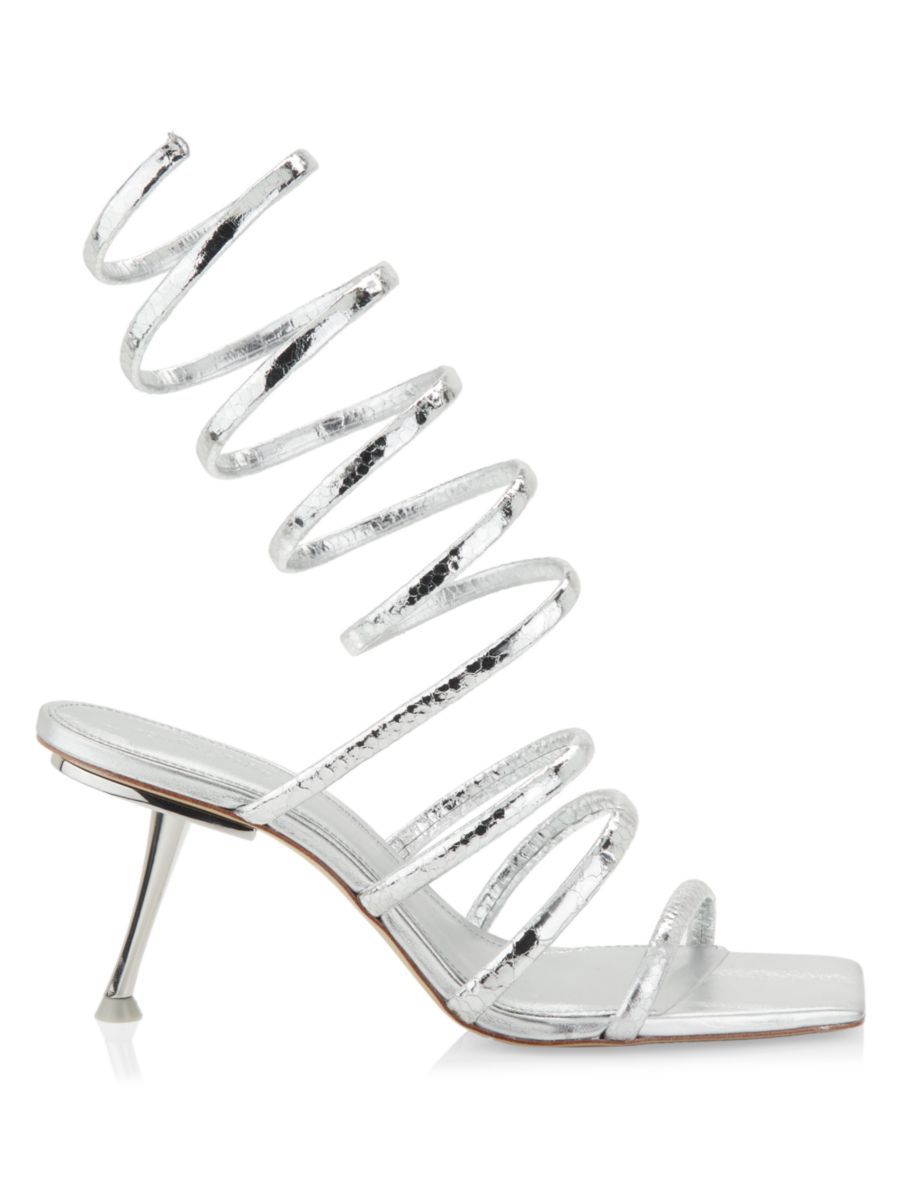 Kacey Metallic Leather Ankle-Wrap Sandals | Saks Fifth Avenue