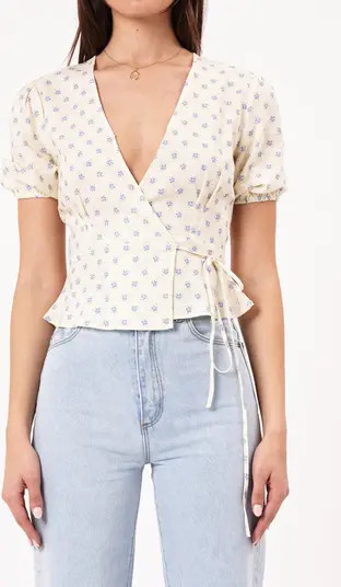 Rolla’s Verona Floral Print Linen Blend Wrap Top | Nordstrom | Nordstrom