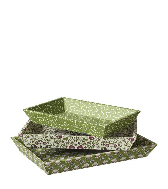 Set of Three Very Useful Elibris Trays - Green | OKA US
