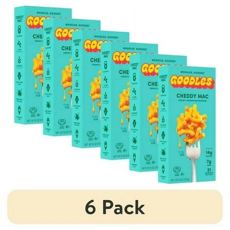 (6 pack) Goodles Mac & Cheese Cheddy Mac Noodles, Cheddar, Ziti, Shelf-Stable, 6 oz | Walmart (US)