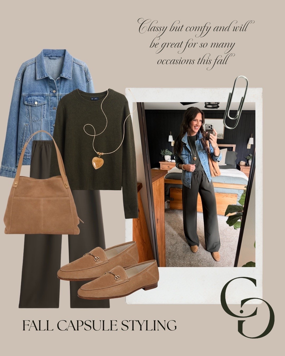 Fall capsule wardrobe styling 

Sweater - medium tall
Pants - small tall
Jacket - xs/sm