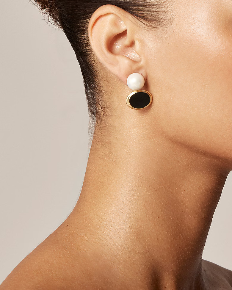 Glass pearl and enamel earrings | J. Crew US
