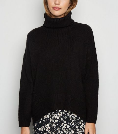 Black Slouchy Roll Neck Batwing Jumper | New Look | New Look (UK)