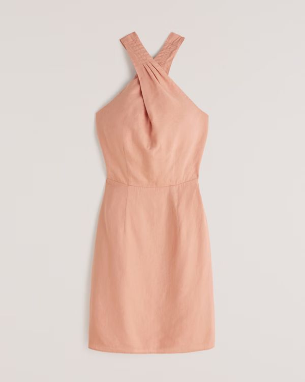 Twist-Front Halter Slip Mini Dress | Abercrombie & Fitch (US)