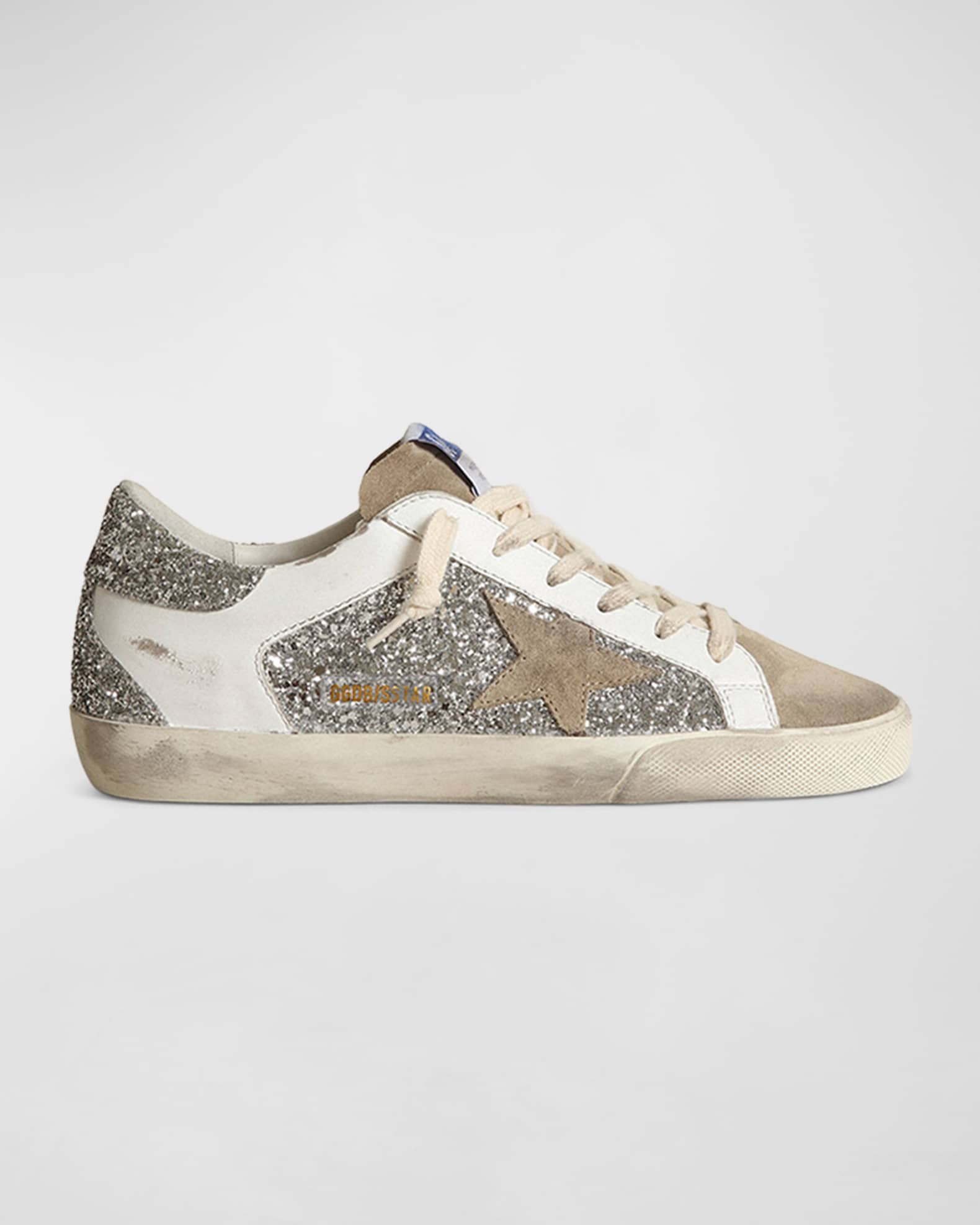 Superstar Leather Glitter Low-Top Sneakers | Neiman Marcus