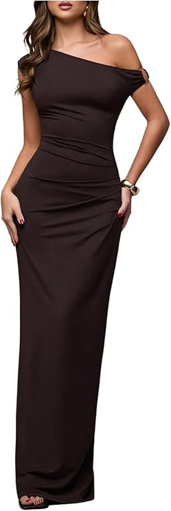 Milumia Women's Off The Shoulder Bodycon Maxi Dresses Sleeveless Cocktail Party Evening Dress | Amazon (US)