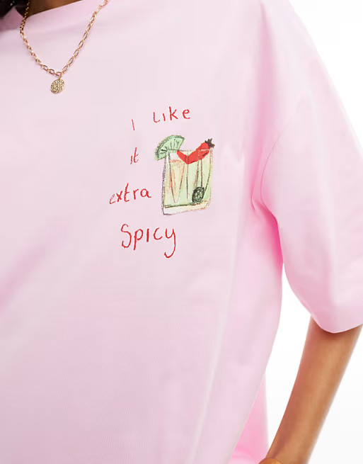 ASOS DESIGN oversized t-shirt in margarita print in pink | ASOS | ASOS (Global)