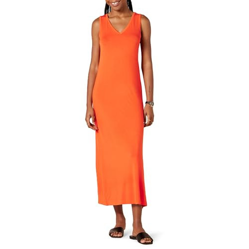 Amazon Essentials Women's Jersey V-Neck Tank Maxi Length Dress, Tomato Red, X-Small | Amazon (US)
