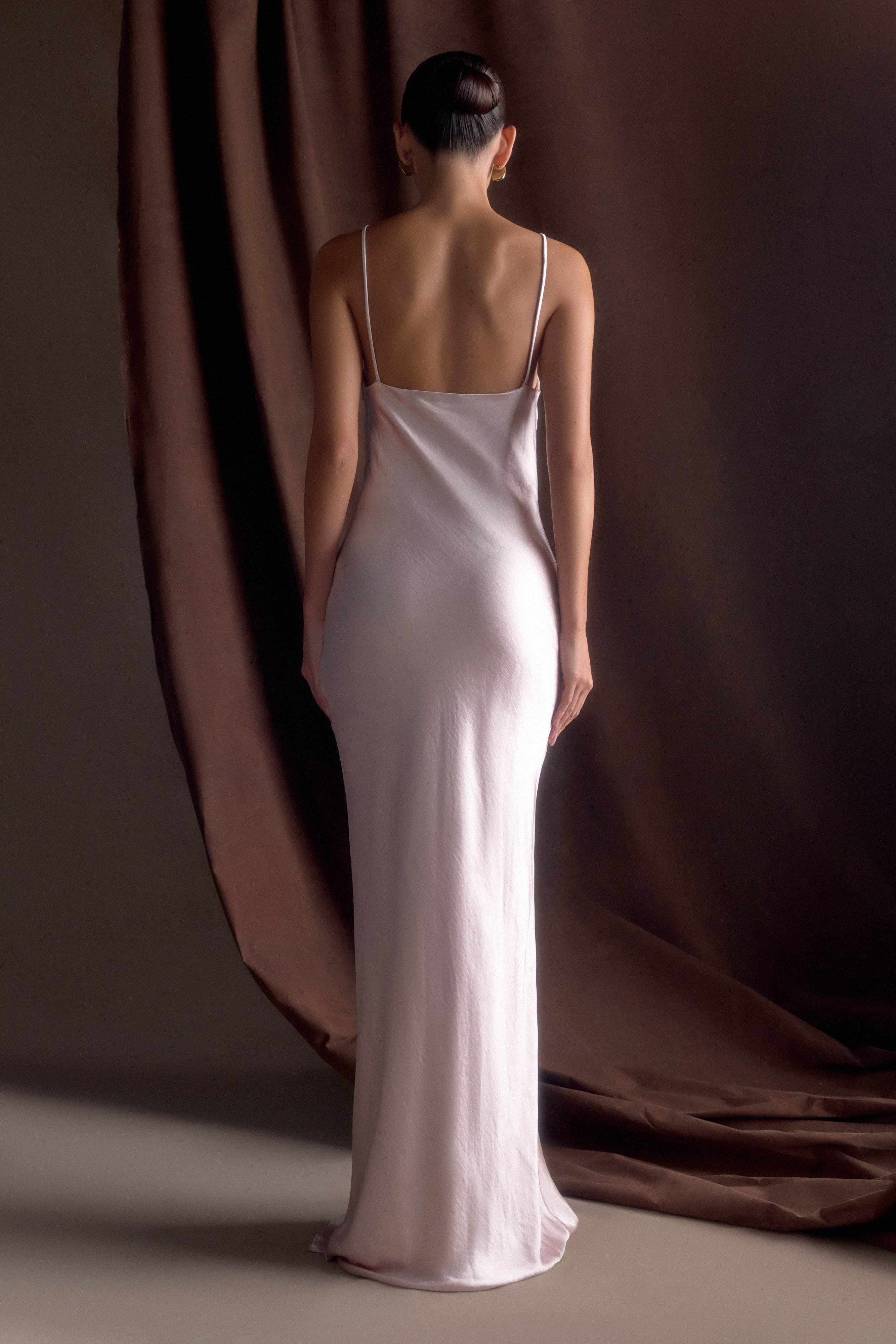 Sweetheart Satin Maxi Dress - Soft Pink | MESHKI US