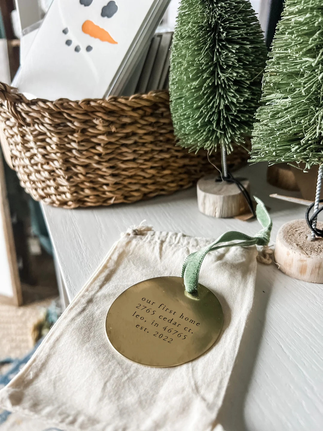 Custom Round Brass Holiday Christmas Ornament - Etsy | Etsy (US)