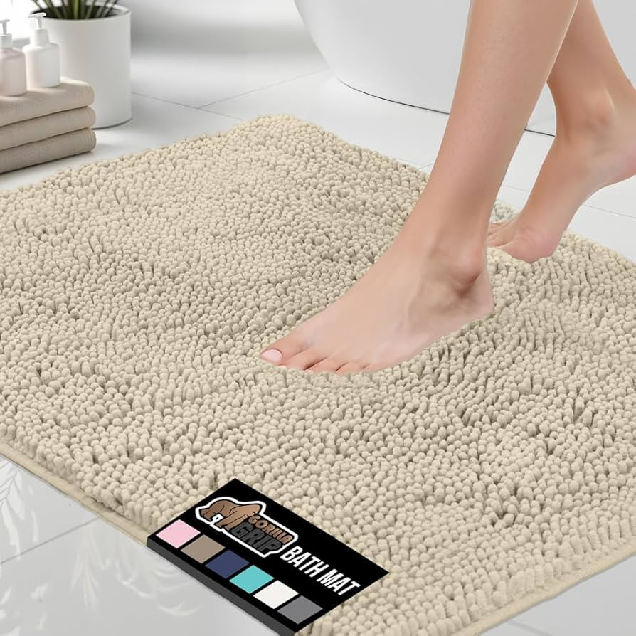 GORILLA GRIP Bath Rug Mat 44x26, Thick Soft Absorbent Chenille, Quick Dry Microfiber Mats, Rubber... | Amazon (US)