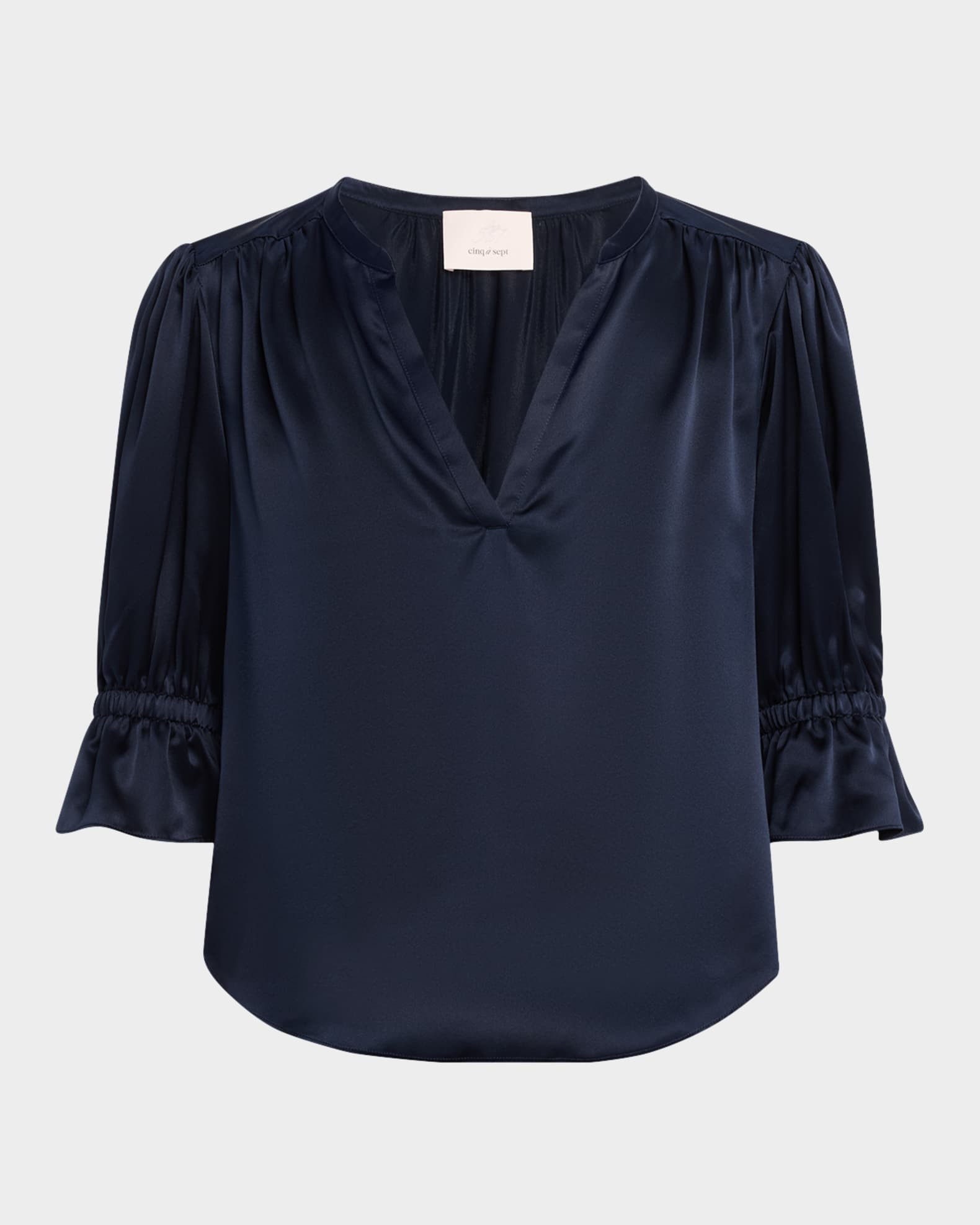 Fiona Silk Split-Neck Top | Neiman Marcus
