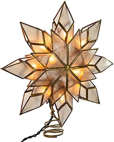 Kurt Adler 8.5-Inch Capiz Star Tree Topper with 10 Clear Lights and 1 Spare Bulb | Amazon (US)