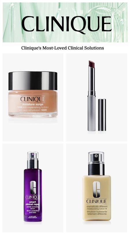 Clinique at Amazon?  Yes please These are the top 4 most loved products: 

✨ Clinique Moisture Surge 100H Auto-Replenishing Hydrator Face Moisturizer
✨ Clinique Almost Lipstick in Black Honey
✨ Clinique Smart Clinical Repair Wrinkle Correcting Serum
✨ Clinique Dramatically Different Moisturizing Lotion+

#LTKbeauty