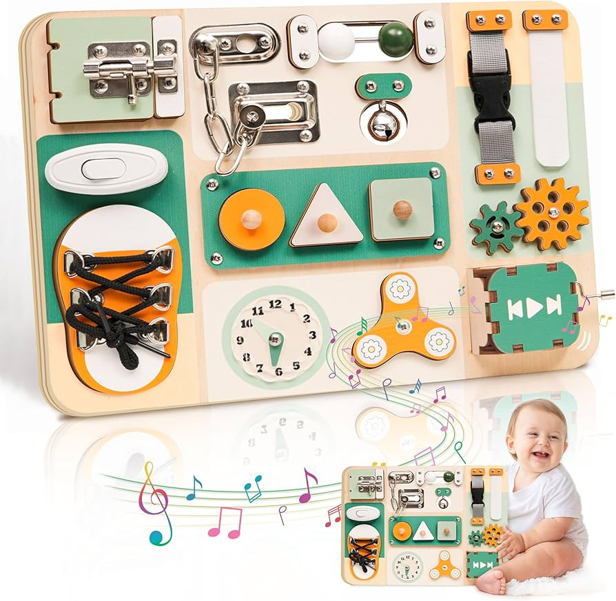 Busy Board Montessori Toys for 1 2 3 Year Old - Sensory Toys for Toddlers 1-3 - Fine Motor Skills... | Amazon (US)