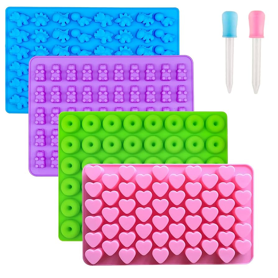 Gummy Bear Candy Molds Silicone, Gummy Molds with 2 Droppers, Non-Stick Silicone Candy Molds Incl... | Amazon (US)