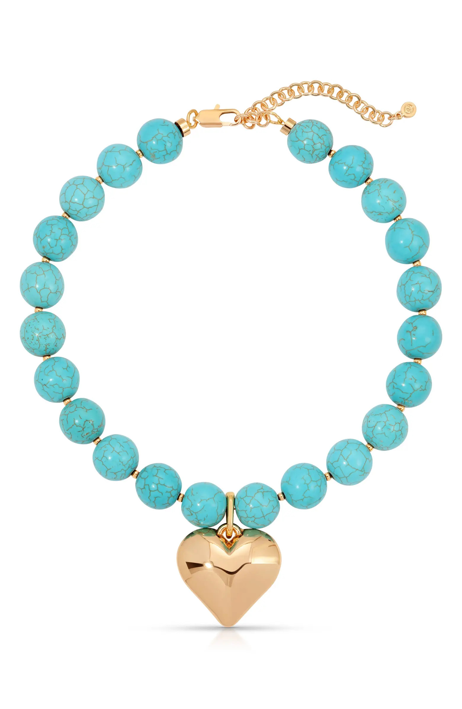 Ettika Chunky Beaded Heart Pendant Necklace | Nordstrom | Nordstrom