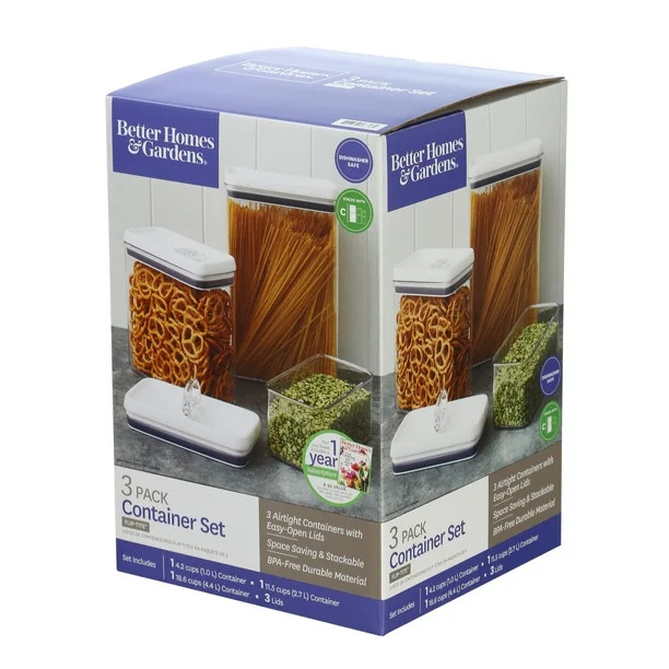 Better Homes & Gardens Flip-Tite 3 Pack Rectangular Container Set | Walmart (US)