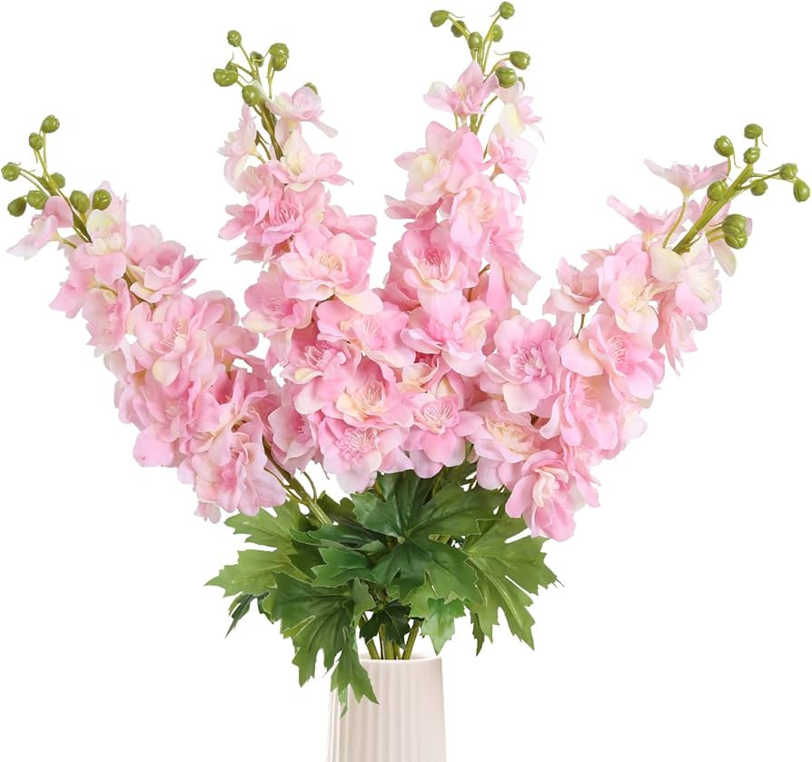 IPOPU Delphinium Artificial Flowers Pink Larkspur Artificial Flowers Latex Real Touch 4PCS 31.49i... | Amazon (US)