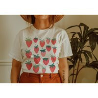 strawberry Shirt Clothes Top Garden Aesthetic Clothing Cottagecore Botanical Print | Etsy (US)