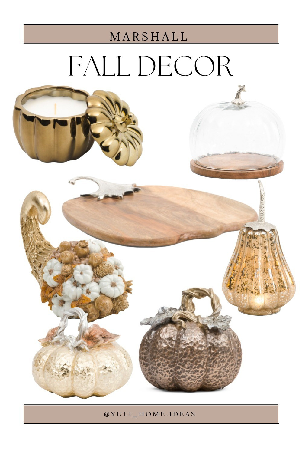 🧡 FALL DECOR FAVORITES FROM MARSHALLS 🍂Adding warmth and texture to my home this season with these stunning fall pieces! From hammered pumpkins to cozy candles and elegant serving boards, every detail brings those perfect autumn vibes. 🍁✨Perfect for your entryway, coffee table, kitchen, or even a festive dining setup! My personal favorite? That gold pumpkin candle — smells as good as it looks! 🎃📍All from Marshalls – affordable and timeless!🛒 Shop these looks on my LTK now🔗 Link in bio✨ Save this post for inspo!#LTKhome #LTKfall #LTKseasonal #FallDecorIdeas #MarshallsFinds #AffordableDecor #HomeDecorLovers #FallVibesOnly #PumpkinSeason #YuliHomeIdeas

#LTKSeasonal #LTKHome #LTKFindsUnder100